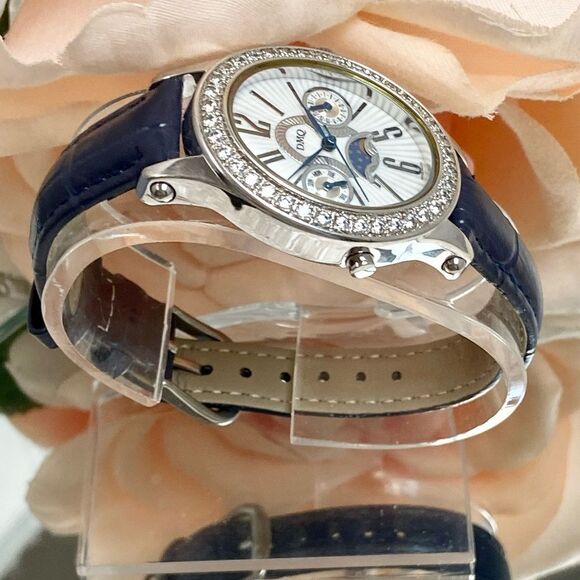 DMQ Diamonique CZ Bezel Moon Phase Multifunction Ladies Watch main image 10